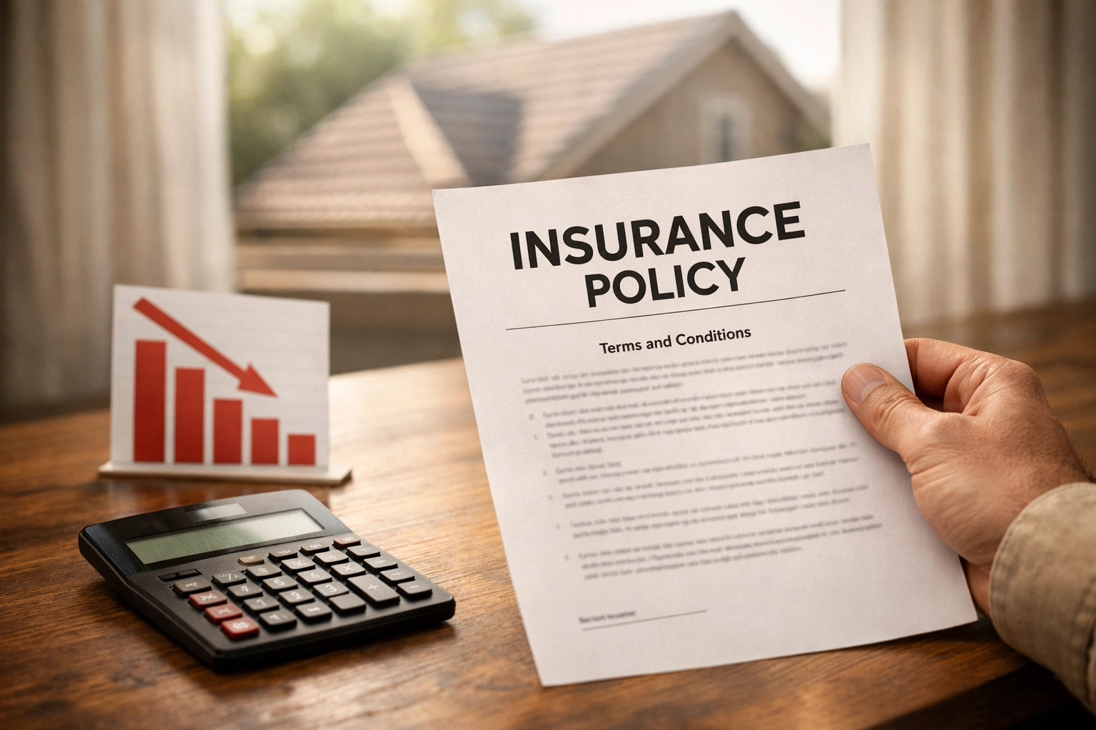 Homeowner calculating insurance savings from new roof replacement investment