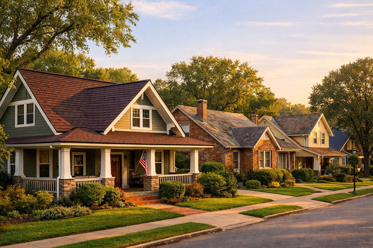 Tennessee neighborhood homes comparing new roof vs old roofs for faster home sales